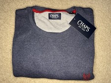 Chaps Men's Crewneck Sweater Cotton Blue With Red Logo Size XL New With Tags