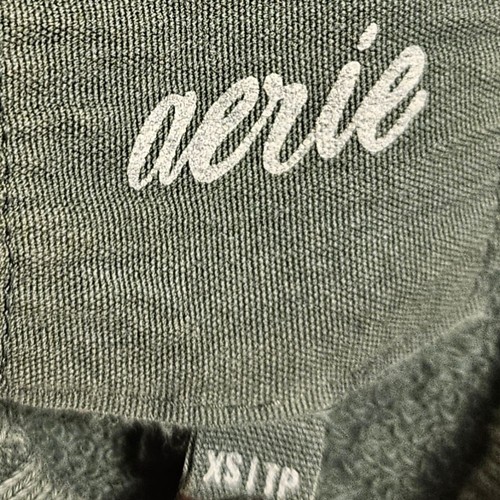 Aerie Down-to-earth Henley Green Hooded Oversized Sweatshirt XS - Picture 3 of 6