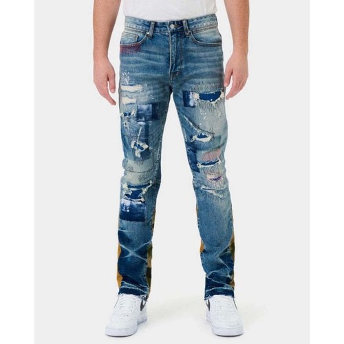 Neu mit Etikett First Row Vandalize zerrissen und genäht gerade schmale Herrenjeans Größe 38/32 - Bild 2 von 15