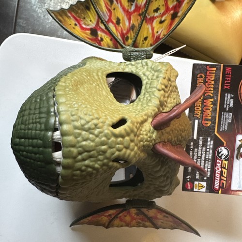 Jurassic World Chaos Theory Dilophosaurus Maske mit Giftstart Halloween Neu