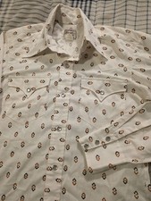 Vintage 60s H Bar C Long Sleeve Pearl Snap Western Shirt AOP Men's Size Small