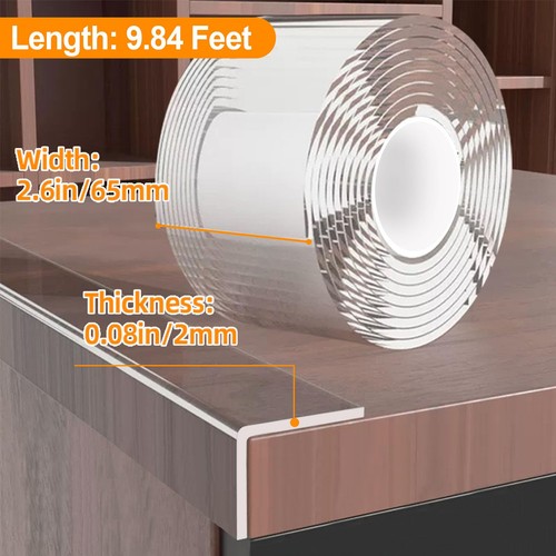 2.6 in x 9.84 FT,Clear Soft Corner Protectors for Furniture Strip,Sharp Edge ... - Picture 2 of 7
