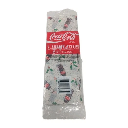 Vintage Coca-Cola Brand Gift Wrap: Tissue Paper 1995: 7 Sheets: 25 Sq Ft Total