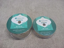 MEMBERS MARK Premium Ribbon Wired Edge Gold Lot Of 2 2.5" & 1.5" x 50 Yards