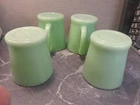 4 Fire King D Handle Coffee Mugs Thick Heavy Jadeite