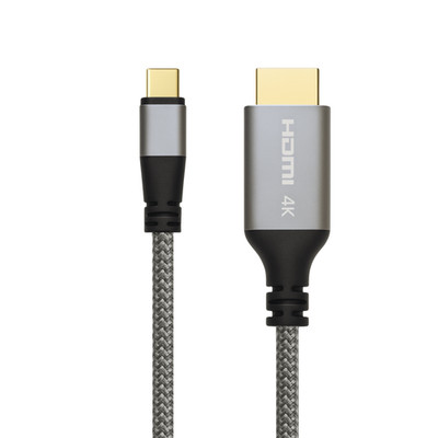 ProfiPatch USB C auf HDMI Kabel 4K ethernet high speed 30Hz 1,8m grau Textil