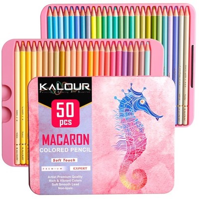 Macaron Pastel Colored Pencils,Set of 50 Colors,Artists Soft Core,Ideal for D...