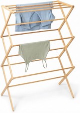Collapsible Bamboo Drying Rack   Sturdy  Foldable Laundry Drying Rack, Space-Sa