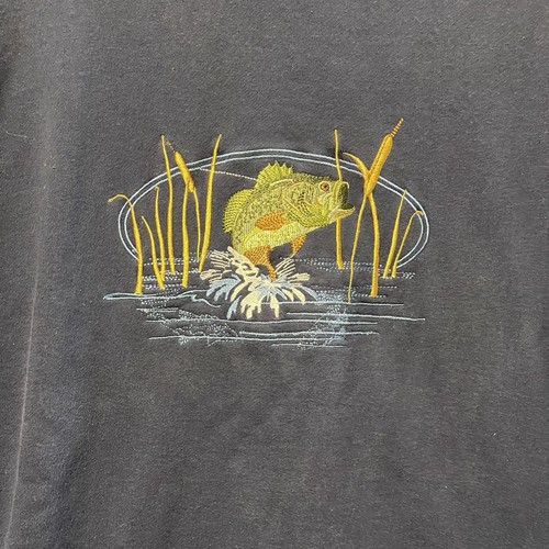 Vintage M&C Sport Mens L Embroidered Bass Fishing Crewneck Sweatshirt Nature - Picture 2 of 6