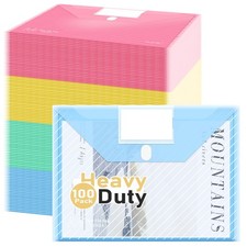 100 PCS Plastic Envelopes File Folders Letter A4 Size Clear Document Holder