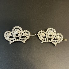 Vtg Rhinestone Barrette Hair Clip Queen Crown Wedding Hair Tiara Prom Princess