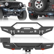 Wrangler JL Front & Rear Bumpers Compatible with Wrangler JL JLU with LED Lights