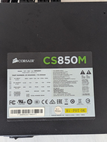 Fuente de alimentación semimodular Corsair CS850M 850W negra | Juego completo de cables - Imagen 3 de 6