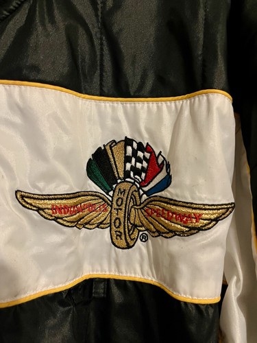 Rare Vintage 80s Indianapolis 500 Embroidered Satin Jacket Sport Service Large - Picture 3 of 6