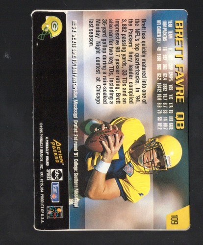 Brett Favre 1995 MONDAY NIGHT FOOTBALL ACTION PACKED MONDAY NIGHT CLASSIC #109 - Picture 2 of 3