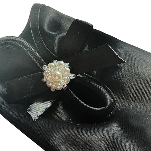 Floral Lace Gloves for Wedding Bridal Elegant Short Lace Gloves Wrist Black - Bild 3 von 3
