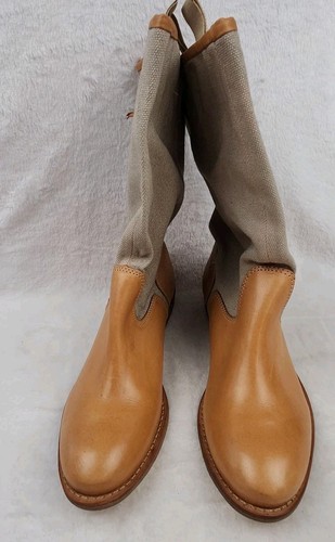 Matisse Coachella Camel Leather Canvas Mid Calf Boots Womens Size 7.5 M - Picture 3 of 9