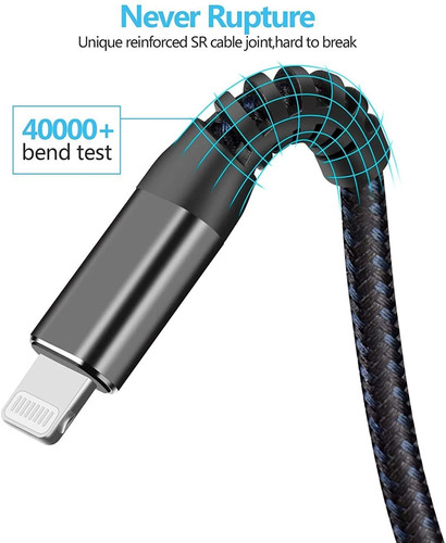 Heavy Duty Braided Long USB Fast Charger Cable Lead For iPhone 14 13 12 11 X 7 8 - Picture 6 of 16
