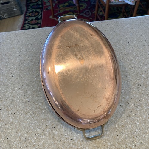 Vintage COPPER OVAL AU GRATIN PAN 9x7 1/2” 2” deepCooking Dish - Picture 2 of 7