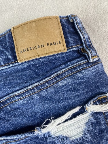 American Eagle Women’s 0 Distressed Denim Shorts Strigid Dark Wash Mom Short - Picture 15 of 15