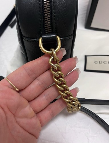 Gucci GG Marmont Small Matelasse Shoulder Bag - Black - Picture 7 of 10