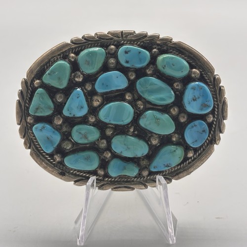 Vintage Sterling Silber 925 Navajo T Moore Türkis Gürtelschnalle