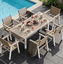 Outdoor Dining Set,7-Piece Patio Table and Chairs Set for 6, HDPE Outdoor Dining