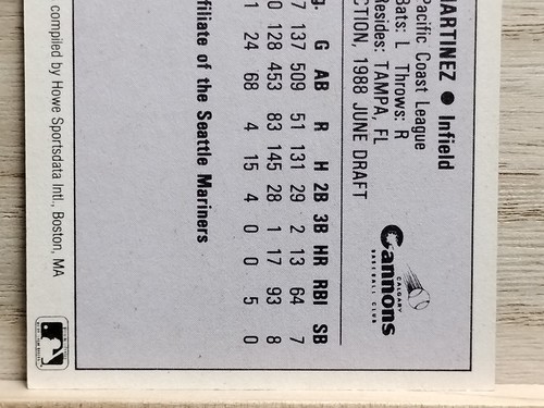 Tarjeta de béisbol 1990 Tino Martinez ProCards # 124 - Imagen 5 de 9