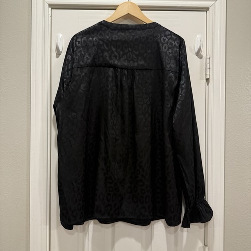 Savanna Jane Bluse Damen 2XL schwarz Satin bestickt Blumen Animal Print Boho - Bild 2 von 10