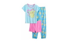 NWT Girls POKEMON PIKACHU Character 3 Piece Short Sleeve Pajama Set Size 4