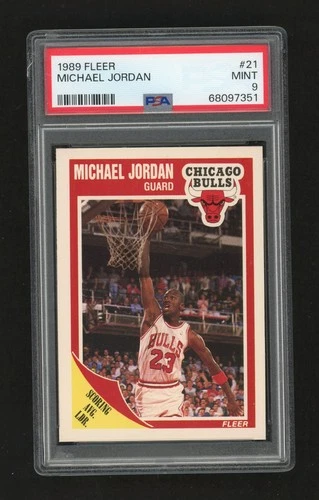 1989 Fleer MICHAEL JORDAN #21 Bulls HOF Graded Card PSA 9 MINT!