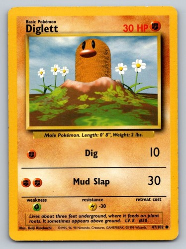 Diglett Common Base Set (Shadowless) 047/102 LP - Picture 1 of 2