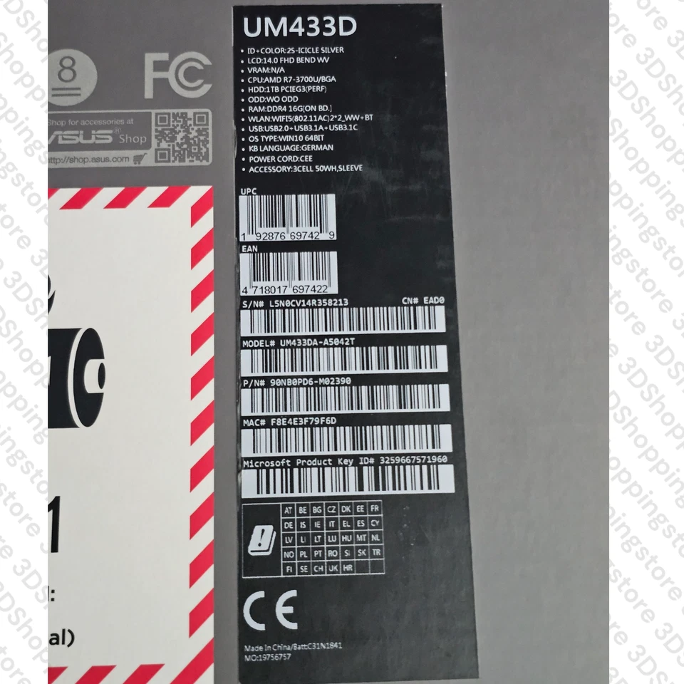 ASUS ZenBook 14 UM433DA-A5042T 14 Zoll (1TB SSD, AMD Ryzen 7 3700U, 2,30GHz, 16G - Bild 4 von 4