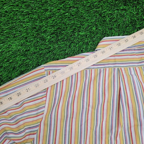 Vintage 70s Arrow MOD Button Shirt Large 22x31 Striped - Picture 3 of 11
