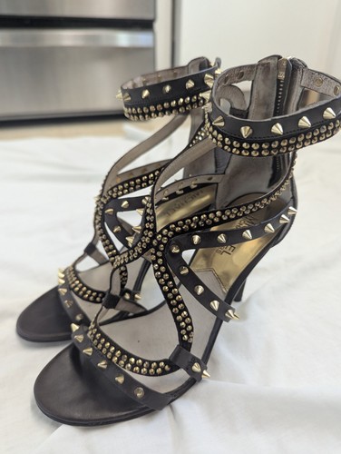 Sandalia de Noche Michael Kors Marrón Larissa Tachuelas Tirantes Talla 7.5M - Imagen 2 de 13