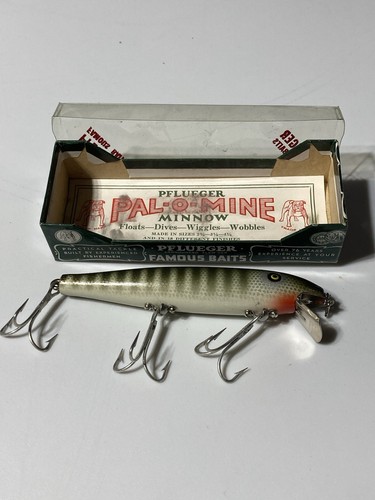 Pflueger Pal-O-Mine Palomine Minnow Lure #5004 Nat. Pike 4 1/4" Orig Box & Paper - Picture 1 of 10