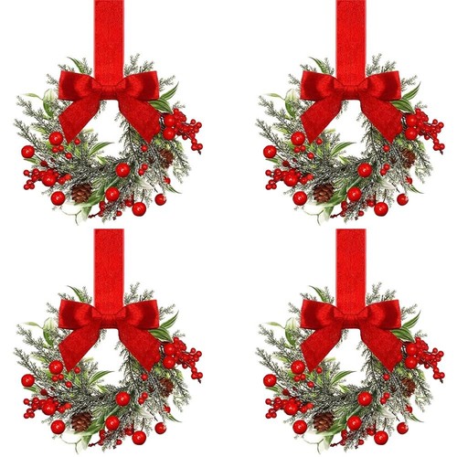 1-6 piezas Coronas de gabinete de cocina de Navidad con cinta Mini guirnalda de Navidad Decoraciones - Imagen 12 de 16