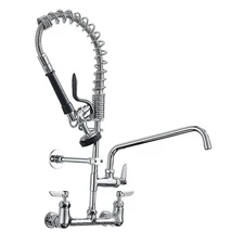  Commercial Kitchen Faucet,Wall Mount Polished Chrome Pre-Rinse Kitchen Faucet