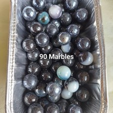 Lot of 90 Vintage Black Glass Marbles Speckled Dark Mixed Opaque Bulk Lot