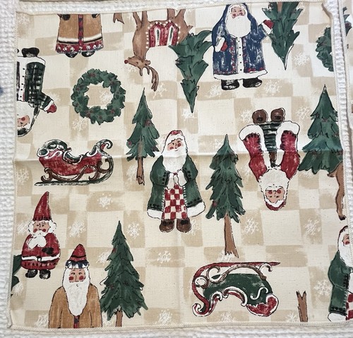 NWOT Christmas Holiday Festive Cloth 17” Square Napkins Santa Reindeer Set Of 4 - Picture 2 of 7