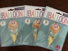 (3) Ice Cream Foil Helium Balloon Lot Of 3