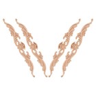 4pcs Unpainted Wood Carved Applique Decals for Home Cabinet Furniture Trim