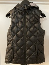 Gerry Womens Hooded Puffer Vest Small Duck Down Fill Quilted Reversible Packable
