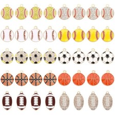 MARFOREVER Sports Charms, 40 Pcs/20 Pairs Enamel Sport Charms for Jewe