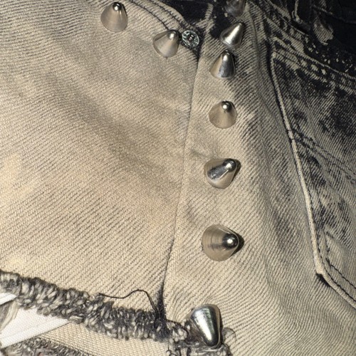 Vintage 550 Levi's Tie Dye Studded Cut Off Denim Shorts Orange Tab Women’s 30” - Picture 20 of 21