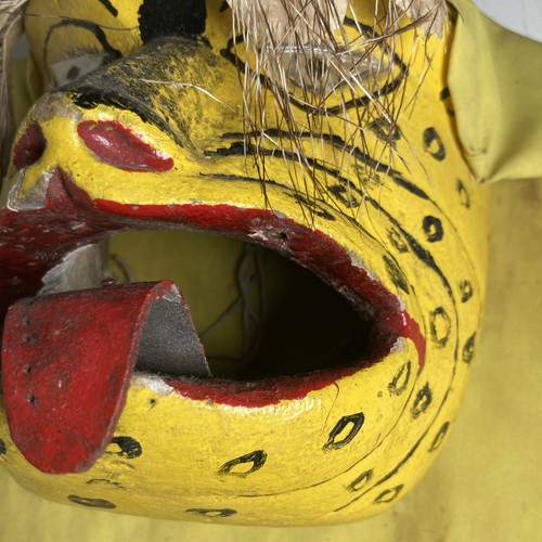 Vintage Carved Wood Tribal Cat Monster Animal Mask Folk Art Mixed Media Old - Picture 9 of 13