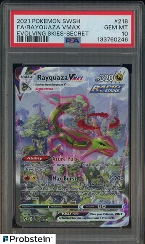 2021 Pokemon SWSH Evolving Skies Secret #218 FA Rayquaza VMAX PSA 10 GEM MINT