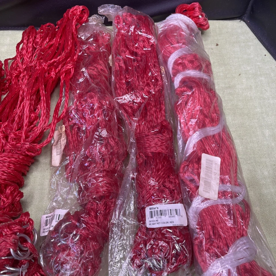 Lote De 5 Redes De Heno Rojo Resistente-1 Millers Bolsas De Heno Poli 4 Grandes 1 Xl Nuevo Antiguo Stock Foto 4 de 4