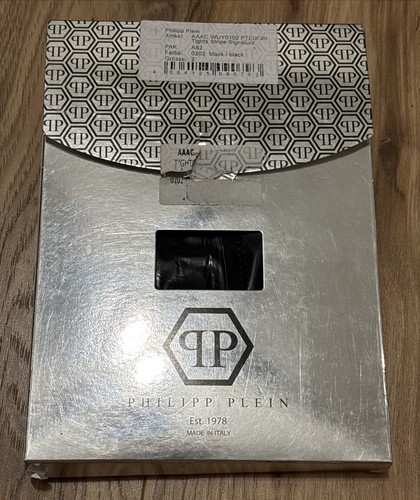 Philipp Plein Tights Stripe Signature Black Cristal Size 2 (WUY0102) - Open PKG - Picture 8 of 10
