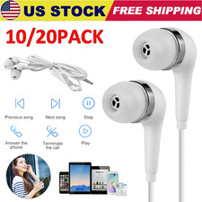 10/20pcs Earbuds Handsfree Wired Headphones Earphones W/ Mic For Samsung Iphone